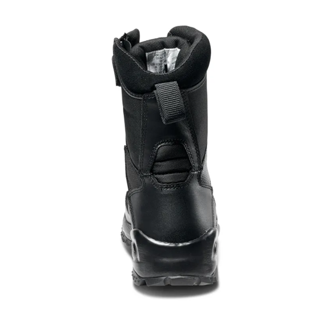 5.11 Tactical A.T.A.C.® 2.0 8-Inch Side Zip Boot – black tactical boot with leather toe, breathable tongue, and slip-resistant outsole for firefighters and EMS. (12391) | The Fire Center