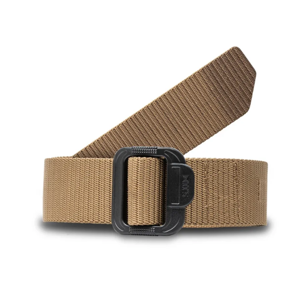 5.11 TDU 1.5โ Tactical Belt in black with non-metallic buckle and reinforced nylon webbing (5955) | The Fire Center