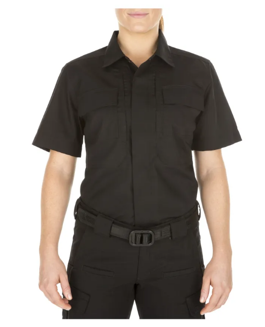Front view of 5.11 Women’s Taclite® TDU® Short Sleeve Shirt in tactical navy (61025) | The Fire Center