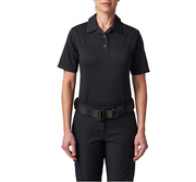 Front view of 5.11 Women's Stryke PDU Twill Rapid Shirt in black, showing Flex-Tac® twill upper and short sleeves (61046) | The Fire Center