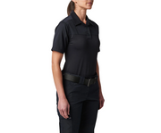 Front view of 5.11 Women's Stryke PDU Twill Rapid Shirt in black, showing Flex-Tac® twill upper and short sleeves (61046) | The Fire Center
