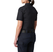 Back view showing dual-fabric construction and breathable jersey lower panel for moisture-wicking comfort. 5.11 (61047) | The Fire Center