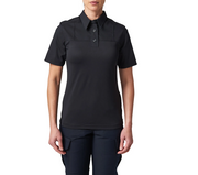 Front view of 5.11 Tactical Women's Stryke® PDU® Rapid Short Sleeve Shirt (61047) – crisp, professional uniform fit with badge tab and epaulettes visible. | The Fire Center