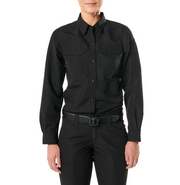 Front view of 5.11 Women’s Fast-Tac Long Sleeve Shirt showing chest pockets and button-down collar. (62388) | The Fire Center