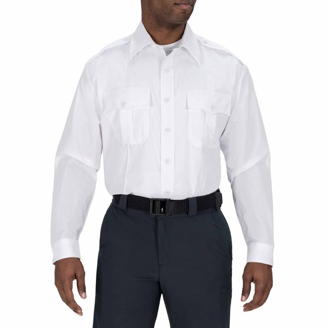 firefighter white dress shirts Blauer 8431 Cotton Blend Long Sleeve Shirt