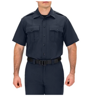 Blauer SS Zippered Polyester Shirt (8610-Z) with faux button front and pleated chest pockets| The Fire Center