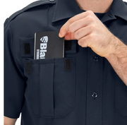 Close-up of moisture-wicking tropical-weight polyester Blauer uniform shirt 8610-Z| The Fire Center