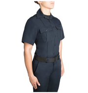 Blauer SS Women's Zippered Polyester Shirt (8610W-Z) with faux button front and pleated chest pockets| The Fire Center