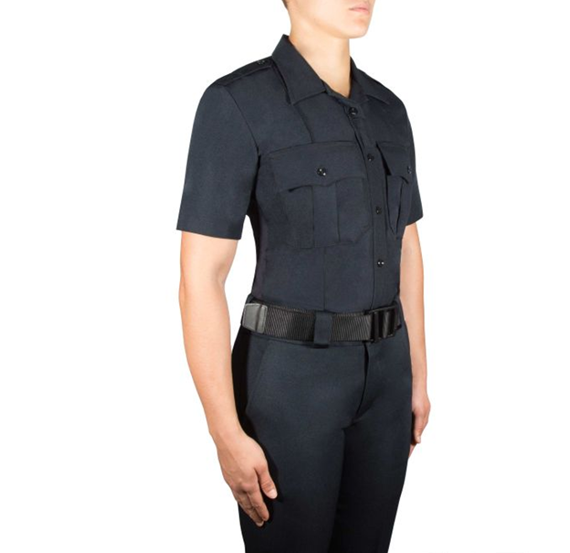 Firefighter wearing Women's Blauer SuperShirt with mic tab (8775W) | Tne Fire Center