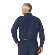 Workrite Men's Classic Long Sleeve Fire Chief Shirt (FSC4) | The Fire Center | Fuego Fire Center | Store | FIREFIGHTER GEAR | FREE SHIPPING | Made with durable, flame-resistant Nomex® IIIA fabric and autoclaved with our proprietary PerfectPress® process to give you a professional appearance that lasts. Lined, banded collars support collar brass. Double-needle stitching reinforces front placket.