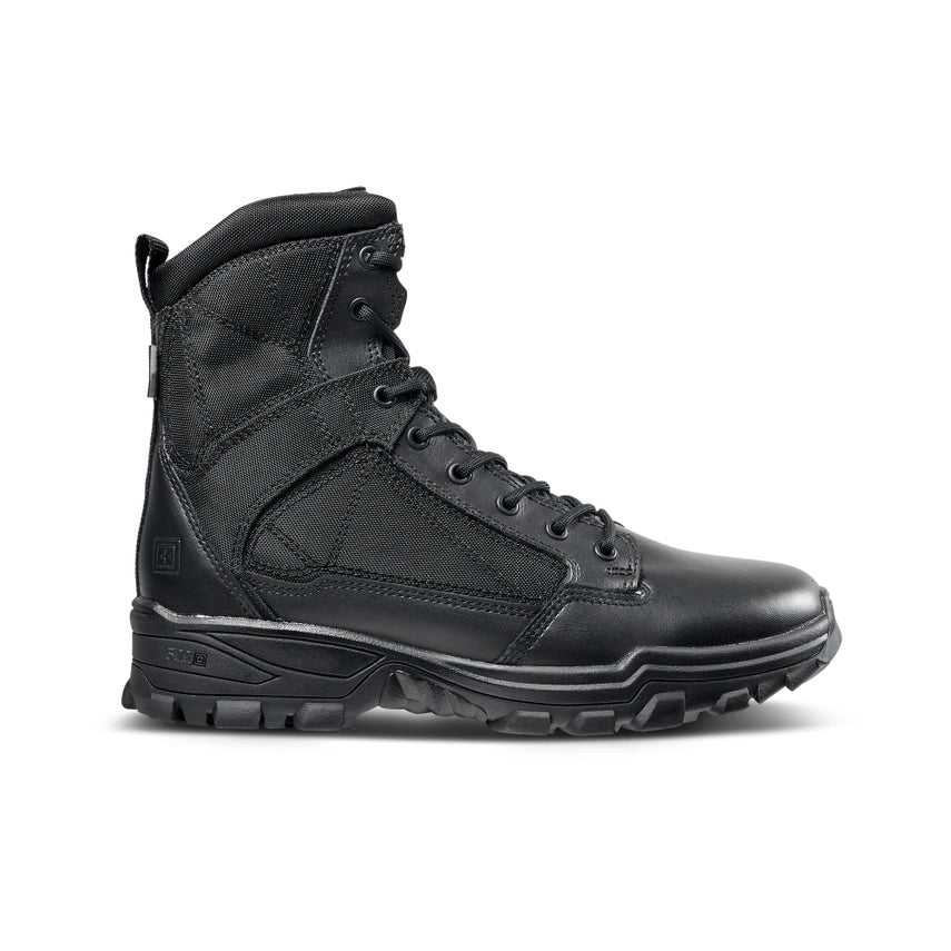 5.11 Fast-Tac Waterproof 6-Inch Boot – black duty boot with waterproof membrane, polishable leather toe, and slip-resistant sole for firefighters and EMTs.(12388) | The Fire Center