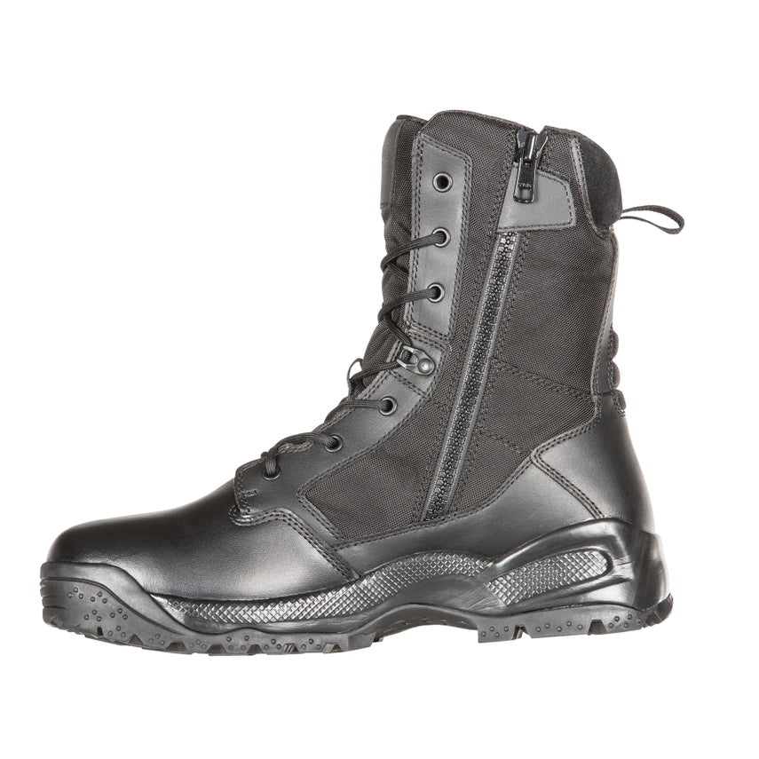 5.11 Tactical A.T.A.C.® 2.0 8-Inch Storm Boot – waterproof black tactical boot with suede toe, side zipper, and slip-resistant sole for firefighters and EMS.(12392) | The Fire Center