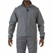 5.11 Tactical Valiant Softshell Jacket – wind-resistant bonded polyester with tricot-lined pockets and sidearm access (48167) | The Fire Center | Fuego Fire Center