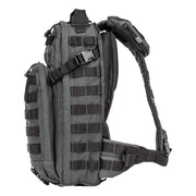 5.11 Tactical Rush Moab™ 10 Sling Pack 18L (56964) | The Fire Center | The Fire Store | Store | Part of the Rush Backpack series, the MOAB 10 is fully ambidextrous, high-performance sling pack loaded with tactical CCW utility. DIMENSIONS Main Compartment - 18.25" H x 9" L x 7.25" DFront pocket - 12.5” H x 8” L x 2” DTotal Capacity - 1,093cubic inch / 18-literWeight - 2.6 lbs