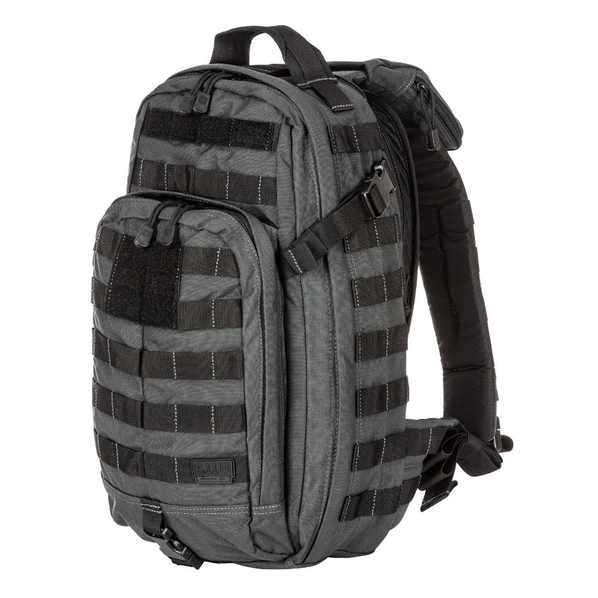 Front view of 5.11 Tactical MOAB™ 10 Sling Pack showing MOLLE webbing and hook & loop patch (56964) | The Fire Center |