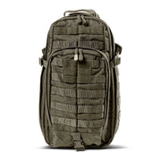 5.11 Tactical Rush Moab™ 10 Sling Pack 18L (56964) | The Fire Center | The Fire Store | Store | Part of the Rush Backpack series, the MOAB 10 is fully ambidextrous, high-performance sling pack loaded with tactical CCW utility. DIMENSIONS Main Compartment - 18.25" H x 9" L x 7.25" DFront pocket - 12.5” H x 8” L x 2” DTotal Capacity - 1,093cubic inch / 18-literWeight - 2.6 lbs