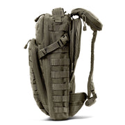 5.11 Tactical Rush Moab™ 10 Sling Pack 18L (56964) | The Fire Center | The Fire Store | Store | Part of the Rush Backpack series, the MOAB 10 is fully ambidextrous, high-performance sling pack loaded with tactical CCW utility. DIMENSIONS Main Compartment - 18.25" H x 9" L x 7.25" DFront pocket - 12.5” H x 8” L x 2” DTotal Capacity - 1,093cubic inch / 18-literWeight - 2.6 lbs