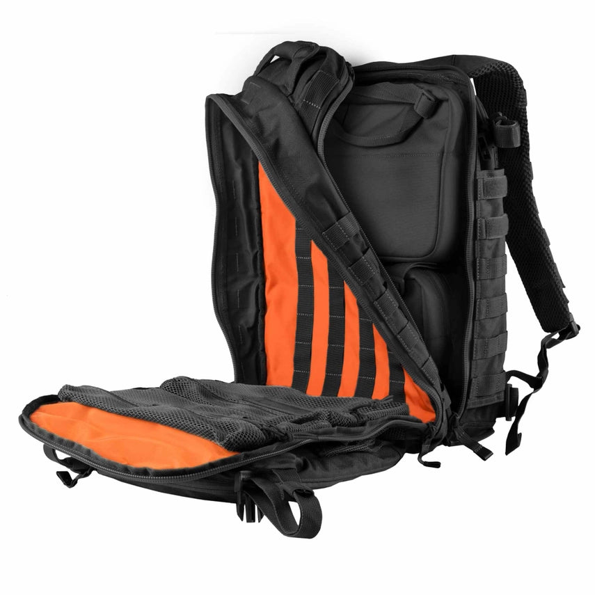 5.11 Tactical All Hazards Prime Backpack 29L (56997) | The Fire Center | The Fire Store | Store | FREE SHIPPING | The All Hazards Prime is meaner than your average bag. Designed with input from MACTAC instructors, the bag's main compartment can hold 2 ammo Mules or other equipment, while the front panel unzips 180 degrees for full access to a MOLLE - and SlickStick-compatible medical compartment