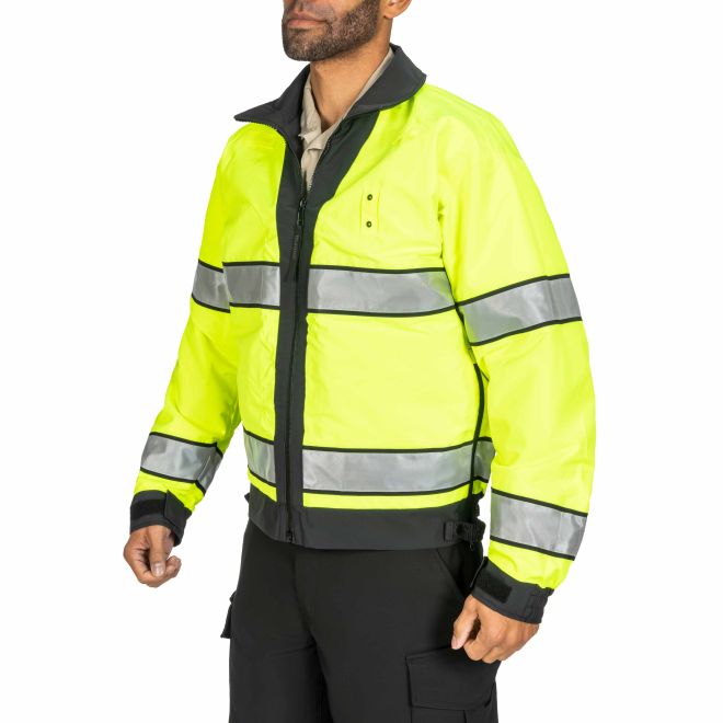 Blauer B.Dry Reversible Bomber Jacket (6001) | The Fire Center | Fuego Fire Center | Store | FIREFIGHTER GEAR | FREE SHIPPING | Our lightweight reversible duty jacket is made with waterproof, windproof and breathable B DRY® fabric to keep you comfortable in bad weather and safe from surrounding traffic  Certified to ANSI 107-2020 Type P Class 3 with Scotchlite™ on the Hi-Vis side.