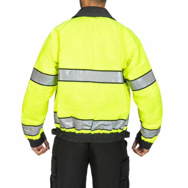 Blauer B.Dry Reversible Bomber Jacket (6001) | The Fire Center | Fuego Fire Center | Store | FIREFIGHTER GEAR | FREE SHIPPING | Our lightweight reversible duty jacket is made with waterproof, windproof and breathable B DRY® fabric to keep you comfortable in bad weather and safe from surrounding traffic  Certified to ANSI 107-2020 Type P Class 3 with Scotchlite™ on the Hi-Vis side.