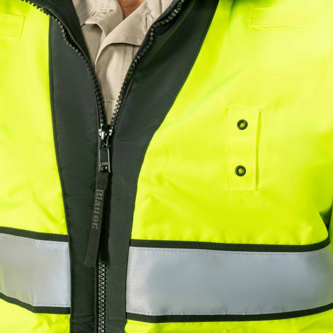 Blauer B.Dry Reversible Bomber Jacket (6001) | The Fire Center | Fuego Fire Center | Store | FIREFIGHTER GEAR | FREE SHIPPING | Our lightweight reversible duty jacket is made with waterproof, windproof and breathable B DRY® fabric to keep you comfortable in bad weather and safe from surrounding traffic  Certified to ANSI 107-2020 Type P Class 3 with Scotchlite™ on the Hi-Vis side.