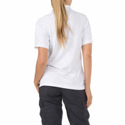 5.11 Tactical Women’s Performance Short Sleeve Polo (61165) |Back view highlighting gusseted sleeves and wrinkle-resistant polyester fabric.