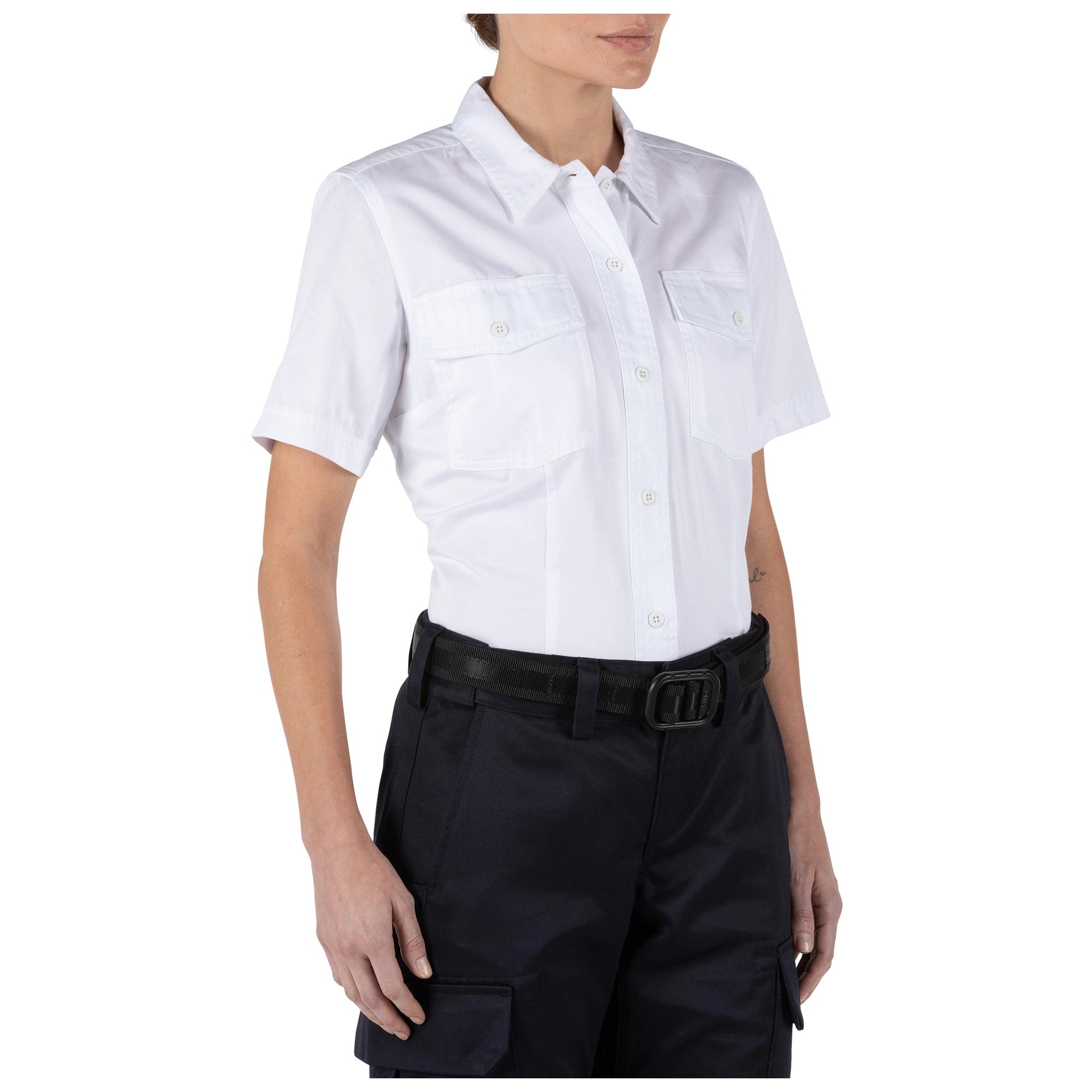 5.11 Tactical Women's Company Short Sleeve Shirt (61321) | Front view of 5.11 Tactical Women’s Company Short Sleeve Shirt showing structured collar and classic fit.