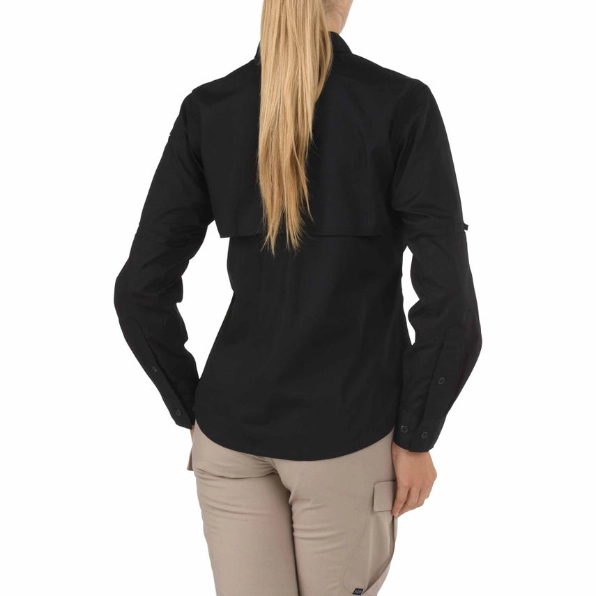 5.11 Tactical Women's Taclite® Pro Long Sleeve Shirt (62070) | Rear view highlighting Taclite ripstop fabric and clean, professional silhouette.