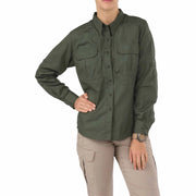 Front view of 5.11 Women’s Taclite Pro Long Sleeve Shirt showing tactical pocket layout and structured collar. (62070) | The Fire Center