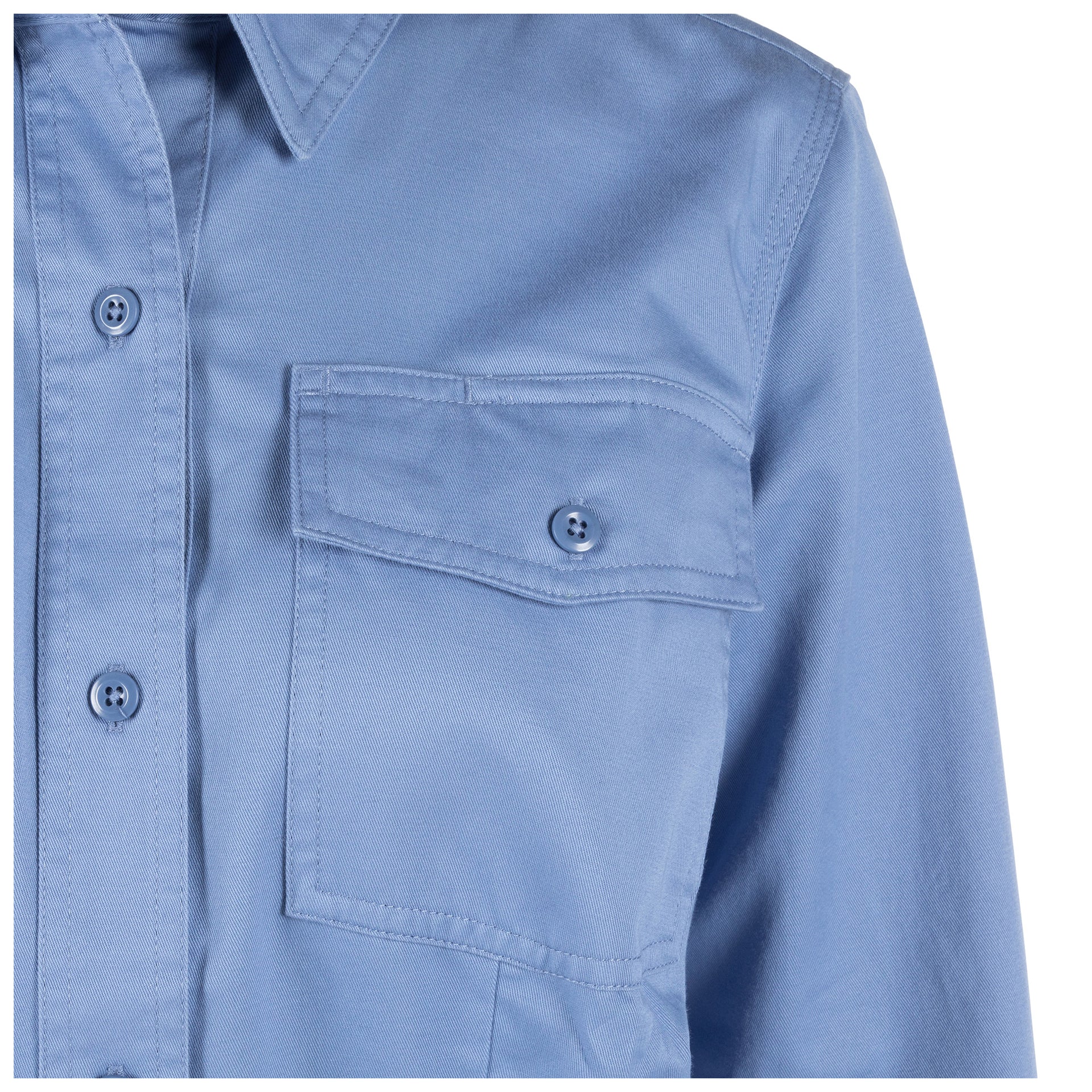 5.11 Tactical Women's Company Long-Sleeve Shirt (62399) | Close-up of heat-resistant melamine buttons and Firefly™ thread stitching.