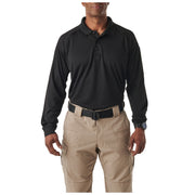 5.11 Tactical Performance Long Sleeve Polo (72049) | The Fire Center | Fuego Fire Center | Firefighter Gear | Made of jersey-knit 100% polyester fabric, the Performance Polo is wrinkle and shrink-resistant, snag-resistant, anti-odor, and has a stay-flat, no-roll collar.