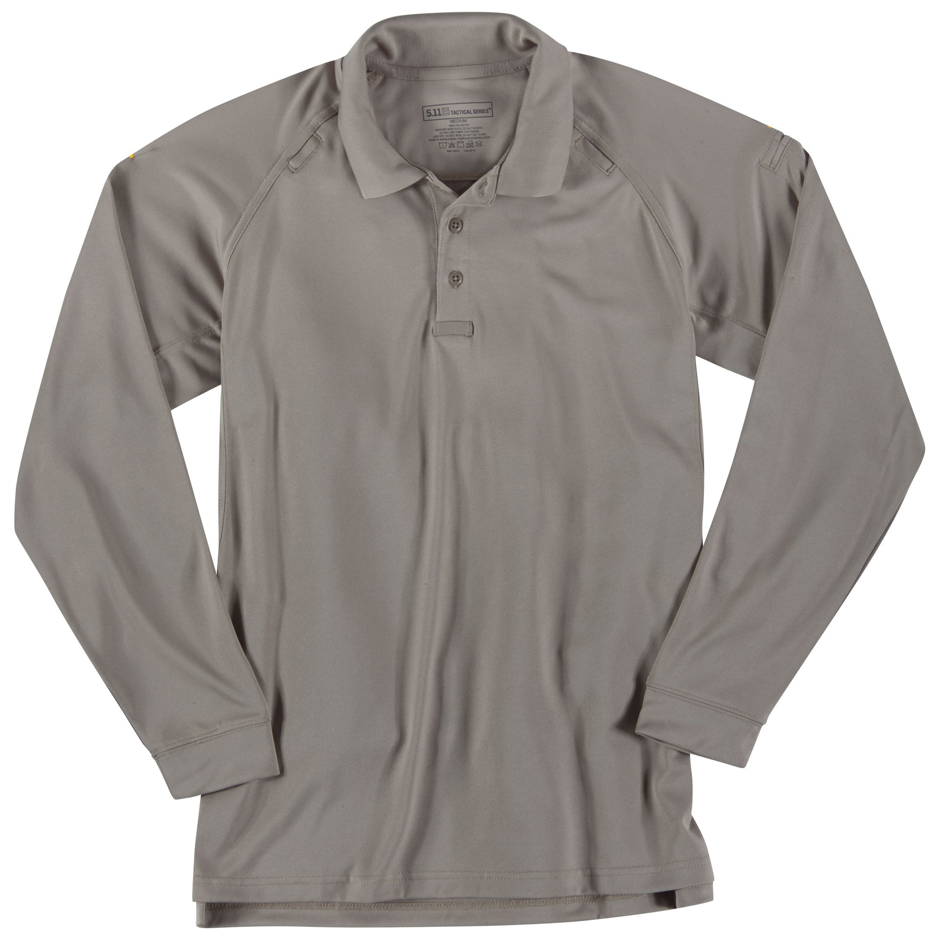 5.11 Tactical Performance Long Sleeve Polo (72049) | The Fire Center | Fuego Fire Center | Firefighter Gear | Made of jersey-knit 100% polyester fabric, the Performance Polo is wrinkle and shrink-resistant, snag-resistant, anti-odor, and has a stay-flat, no-roll collar.