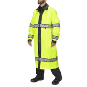 Blauer B.Dry Reversible Raincoat (736) | The Fire Center | Fuego Fire Center | Store | FIREFIGHTER GEAR | FREE SHIPPING | Featuring Blauer's WaterBlock technology, with its custom fit at your neck and cuffs to seal out water, our B.DRY® Reversible Raincoat is the ultimate in wet-weather protection out on the street.  Heavy-duty fabric will stand the test of time, and ANSI 107-2020 Type P Class 3 certification (Hi Vis side) means you'll meet the latest visibility standards.