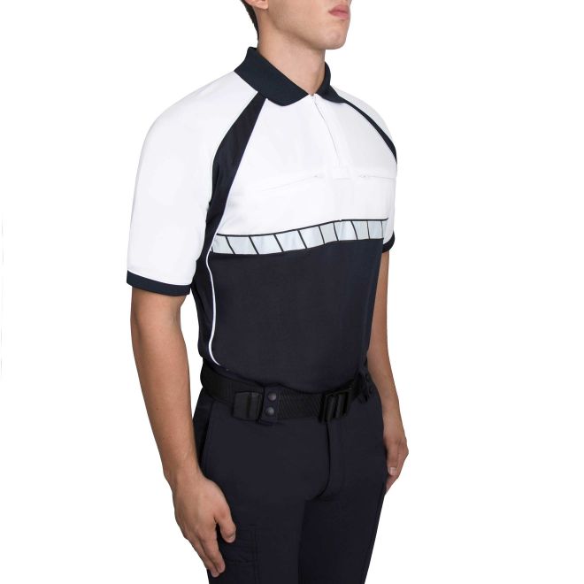 Blauer Colorblock Performance Polo 8133 front view with reflective piping| The Fire Center