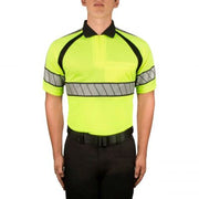 Blauer Hi-Vis Polo Shirt 8137 front view with reflective trim | The Fire Center | Fuego Fire Center |