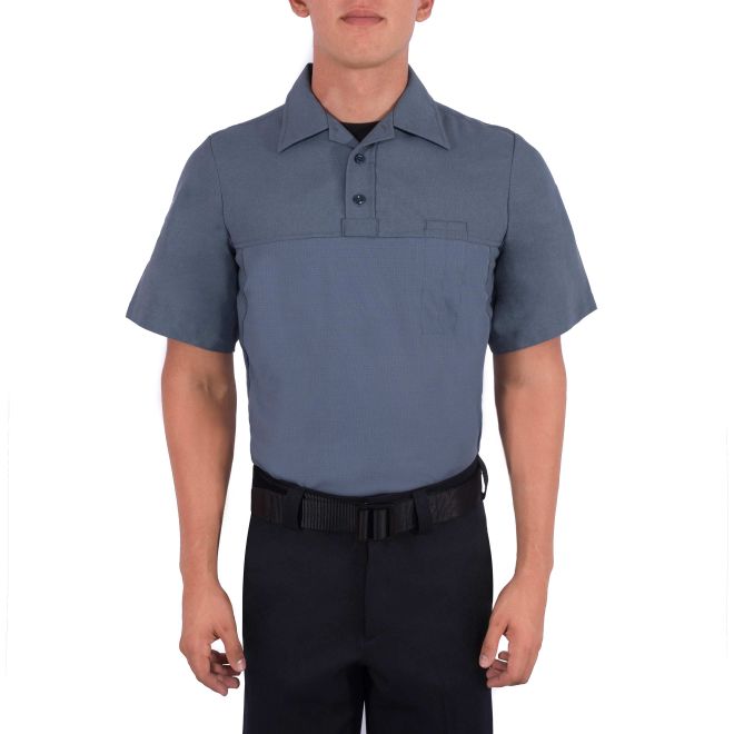 Blauer Short Sleeve Polyester ArmorSkin Base Shirt (8372) | The Fire Center | Fuego Fire Center | firefighter Gear | The moisture-wicking stretch mesh provides quick-dry comfort and body temperature regulation. Advanced mobility will never be a problem with this uniform.