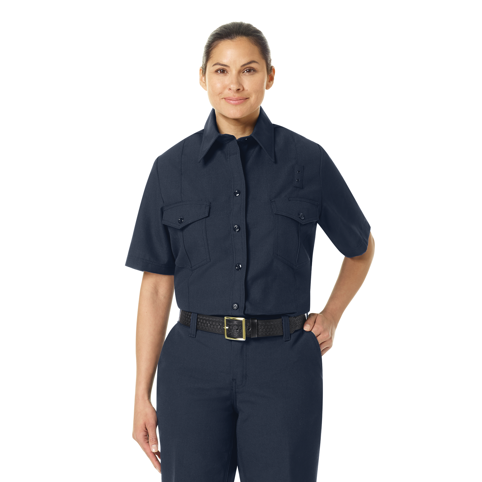 Workrite Women's Classic Short Sleeve Firefighter Shirt (FSF3)| Fire Store | Fuego Fire Center | Firefighter Gear | Made with durable, flame-resistant Nomex® IIIA fabric and autoclaved with our proprietary PerfectPress® process to give you a professional appearance that lasts. Designed specifically with women in mind.
