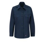 Workrite Women's Classic Long Sleeve Fire Chief Shirt (FSC1) | The Fire Center | Fuego Fire Center | Store | FIREFIGHTER GEAR | FREE SHIPPING | Made with durable, flame-resistant Nomex® IIIA fabric and autoclaved with our proprietary PerfectPress® process to give you a professional appearance that lasts. Designed specifically with women in mind.