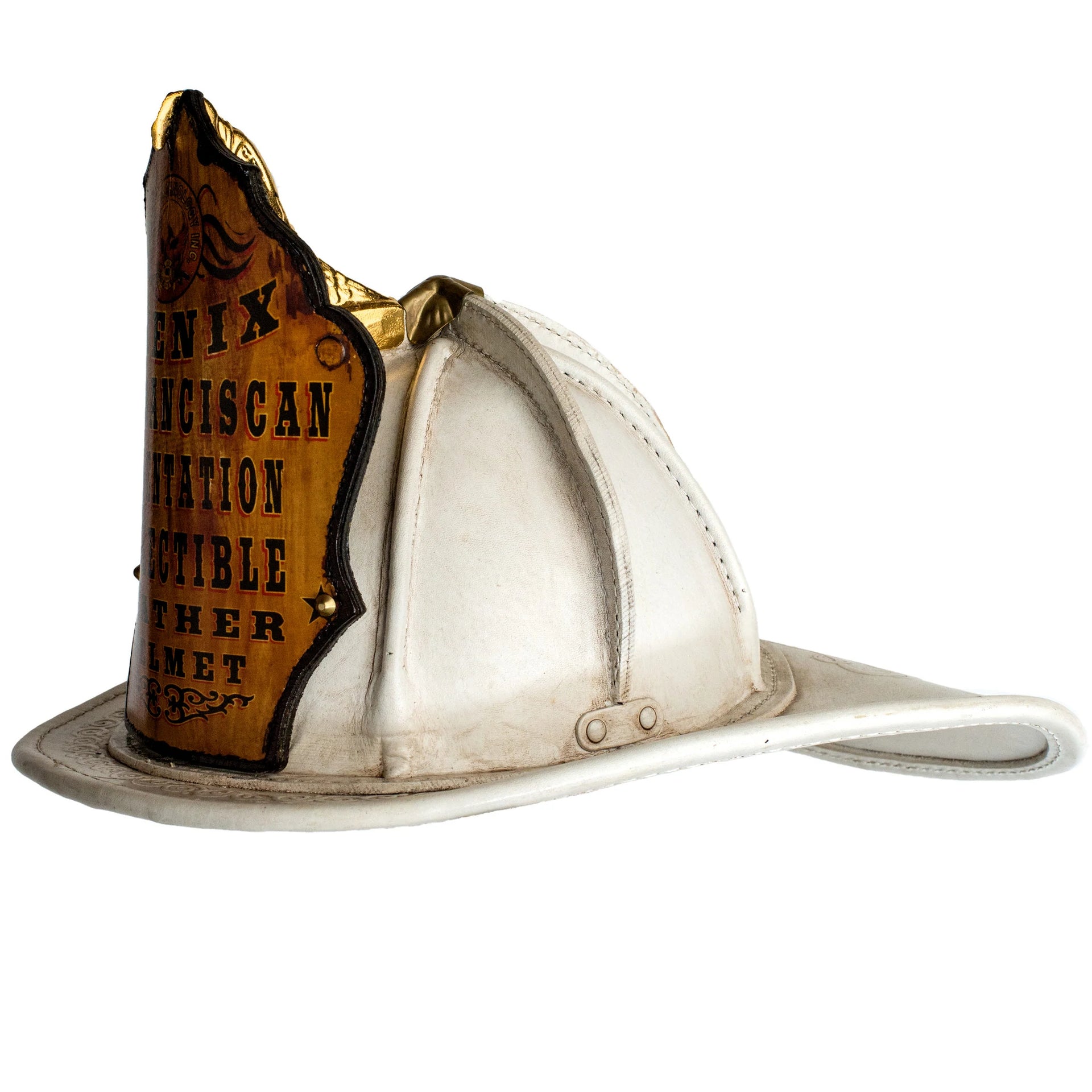 Phenix Leather Collectibles- The San Franciscan | The Fire Center | Fuego Fire Center | Store | FIREFIGHTER GEAR | FREE SHIPPING | With the same quality and attention to detail you would expect from our fire helmets we bring you our custom presentation leather helmet.  These helmets make wonderful presentation pieces and can be customized with your logo, creed, motto, etc.