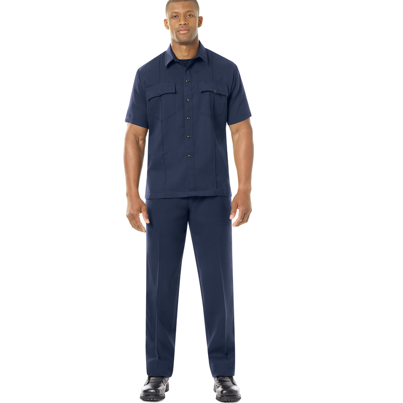 Introducing our new Station No. 73 Collection. Contemporary flame-resistant station wear built with functionality, comfort and NFPA® 1975 compliance in mind. Developed with extra features that enhance daily wear and fabric that more effectively wicks moisture from the skin to help reduce heat stress when things heat up. No badge tab. No epaulets. Straight bottom hem with side vents. Banded collar for professional appearance.