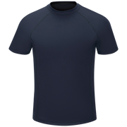 This lightweight FR stationwear base layer made with Tech T4™ fabric is designed with the features and performance you love plus the FR protection you need.  More protection. More benefits. More comfort. This lightweight FR stationwear base layer made with Tech T4™ fabric serves you better than cotton t-shirts with enhanced seam strength and fire service-specific features. Durable, comfortable, and cool. We've got you covered. Athletic, tapered fit. Ribbed-knit collar.