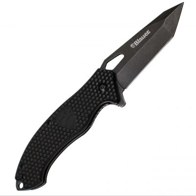 Blauer Stinger Folding Knife (KN1009)| The Fire Center | Fuego Fire Center | Store | FIREFIGHTER GEAR | Perfectly balanced and ergonomically constructed, this assisted-opening knife with positive frame lock will become your everyday favorite in no time. No-slip Kydex grip and a Tanto style steel blade provide all-weather performance.