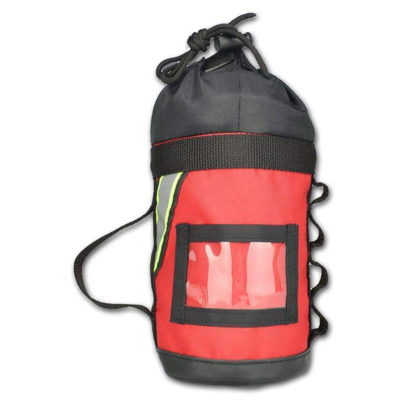 Lightning X Deluxe Personal Rope Bag w/ Handle (LXRB5) | The Fire Center | Fuego Fire Center | Store | FIREFIGHTER GEAR | FREE SHIPPING | The LXRB5 is a personal rope bag designed to hold 50ft of NFPA 8mm lifeline or 40ft of 1/2″ rescue rope. This is the perfect size for use as a bailout bag, individual RIT line or even a water rescue throw bag. It features 4 webbing loops on the right side for attaching carabiners and other hardware, and a webbing handle on the left.