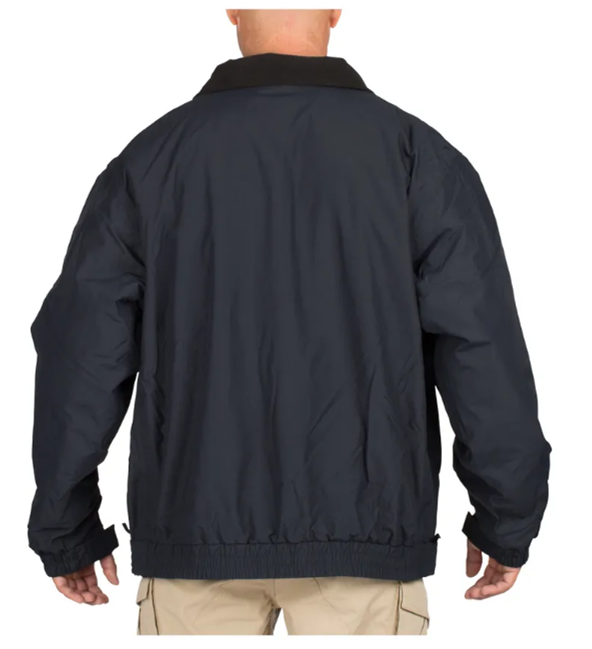 Back of 5.11 Big Horn Jacket featuring clean microfiber shell and elastic waistband (48026) | The Fire Center