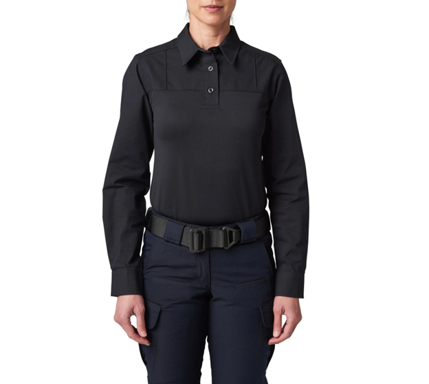 Front view of 5.11 Women’s Stryke PDU Ripstop Rapid Long Sleeve Shirt showing stretch ripstop fabric on upper body (62085)