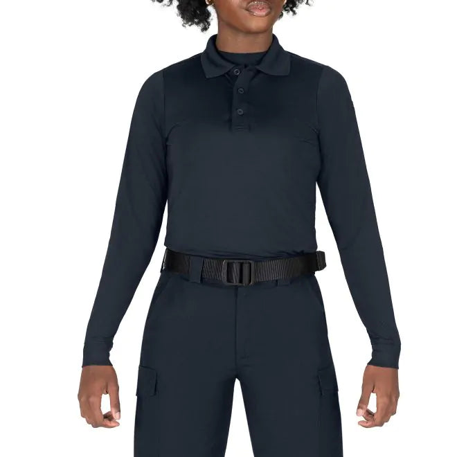 Front view of Blauer Women’s Performance Pro-Zip-Front Polo Shirt| The Fire Center