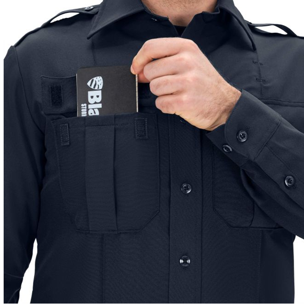 Blauer long sleeve zippered uniform shirt 8600-Z with stitched military creases| The Fire Center