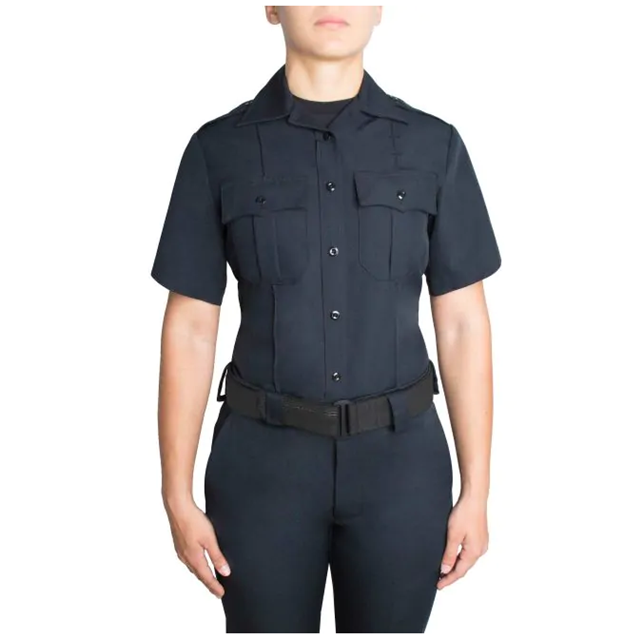 Blauer SS Women's Zippered Polyester Shirt (8610W-Z) with faux button front and pleated chest pockets| The Fire Center