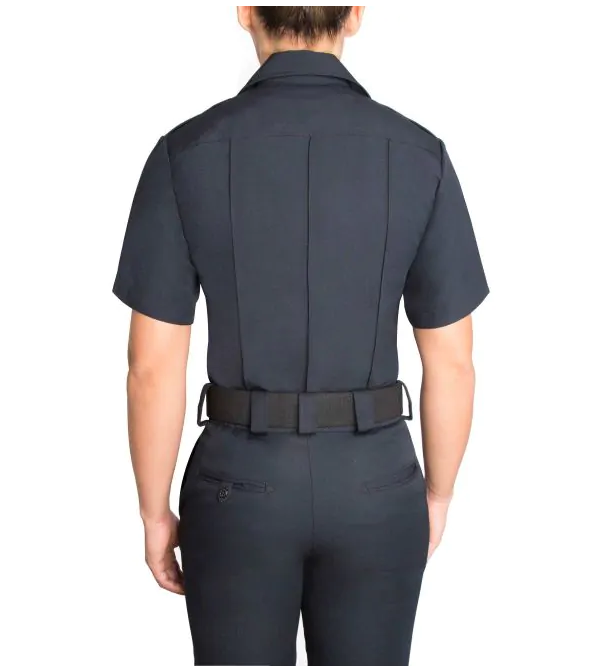 Close-up of moisture-wicking tropical-weight polyester Blauer uniform shirt 8610W-Z| The Fire Center