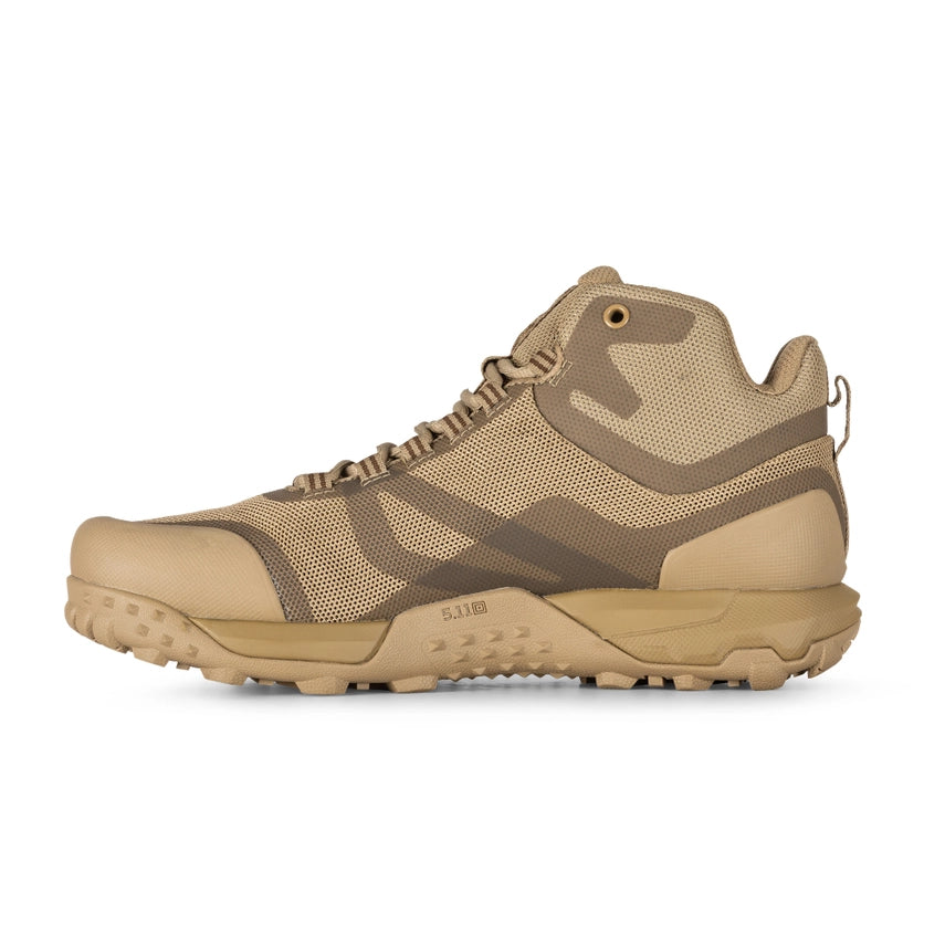 5.11 Tactical A/T Mid Boot (12430) | FREE SHIPPING | Boot This is the 5.11 A/T Mid. That’s mid-height, not mid-night, though it will find favor on that shift to be sure. Featuring 3D molded TPR toe and heel protection, a welded/mesh upper, and high performance, high traction outsole, the All Terrain Load Assistance System (A.T.L.A.S.)